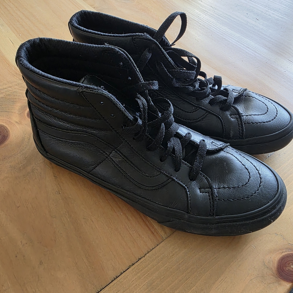 Vans Sk8-mid Reissue Black Leather Us 8 Or 9.5 W